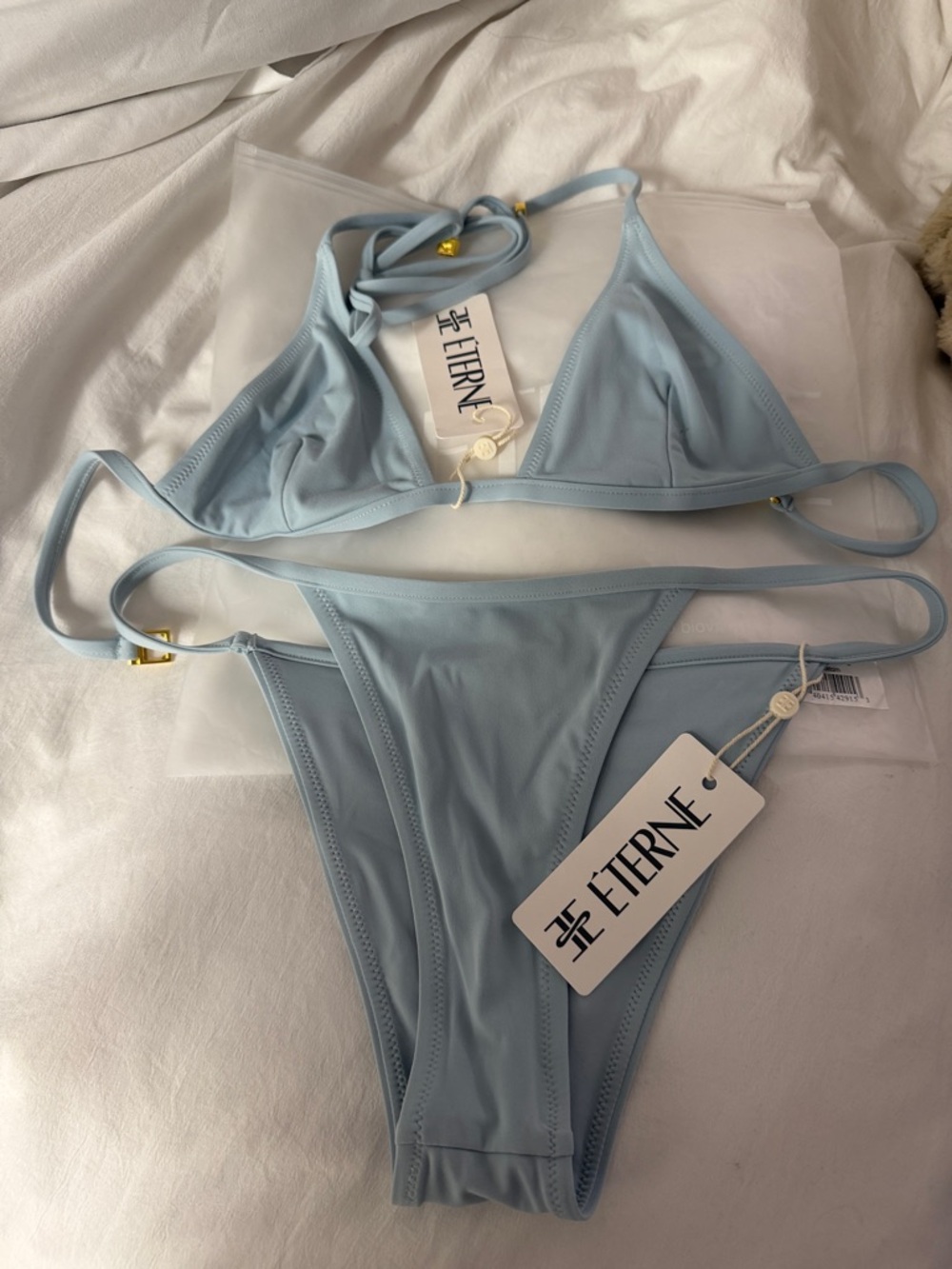 Eterne Powder Blue Triangle String Bikini - Picture 4 of 6